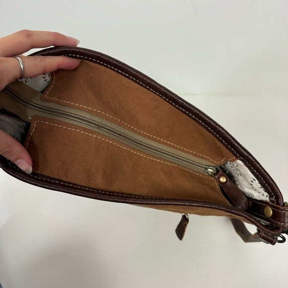 Myra Embroidered Calf Hair Leather Boho Purse Shoulder Bag Western Rodeo - Picture 4 of 6